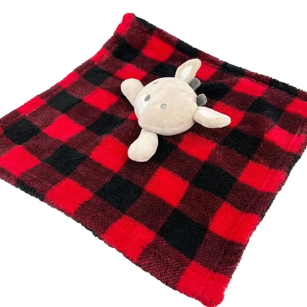 Sandy & Simon Red Buffalo Plaid Reindeer Lovey Security Blanket Plush